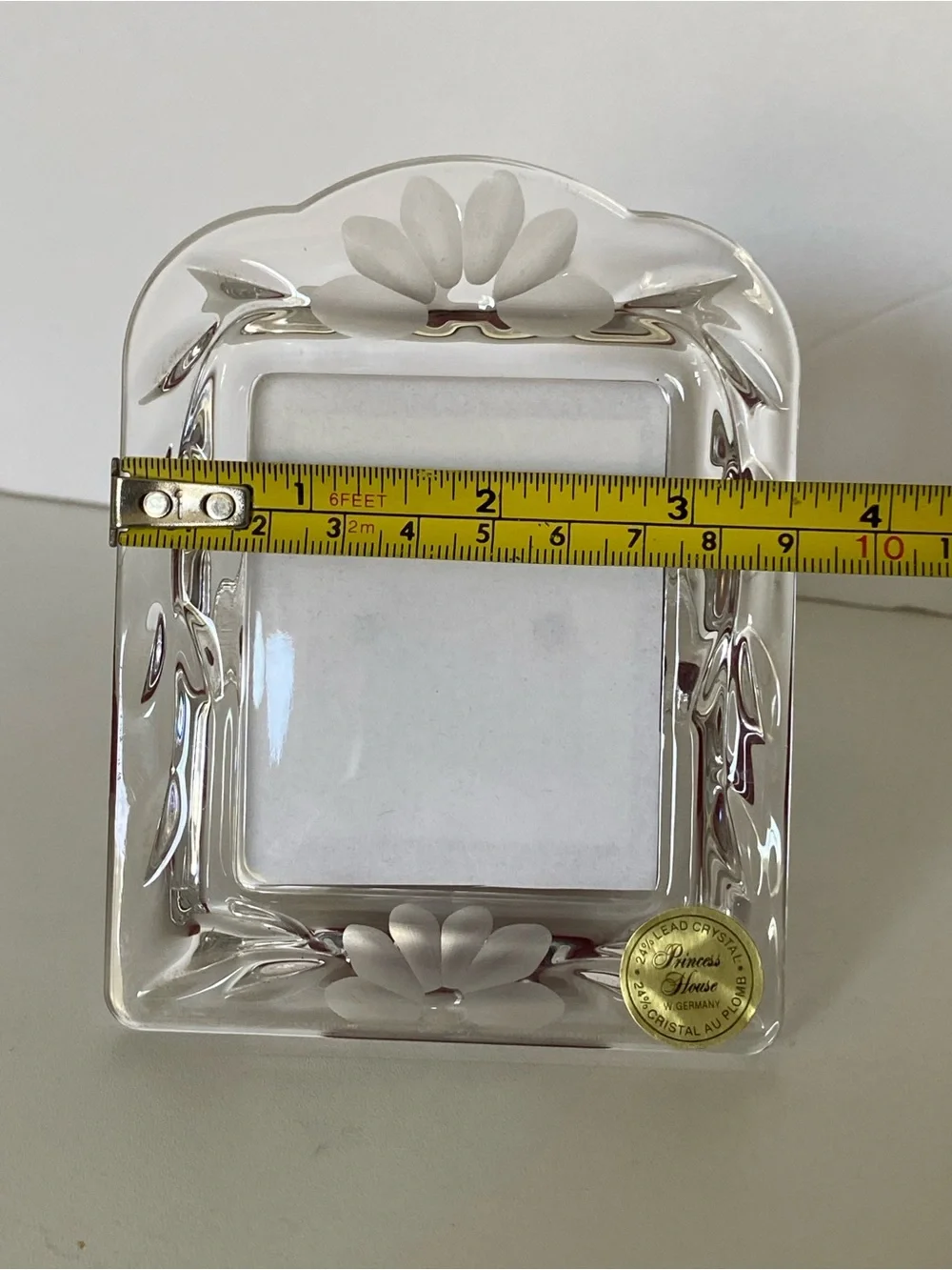 Vintage Princess House Heritage picture frame lead crystal Romance New  3 X 2.5”